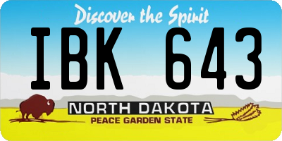 ND license plate IBK643