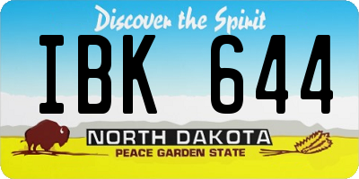 ND license plate IBK644