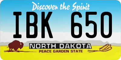 ND license plate IBK650