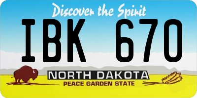 ND license plate IBK670