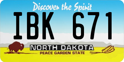 ND license plate IBK671