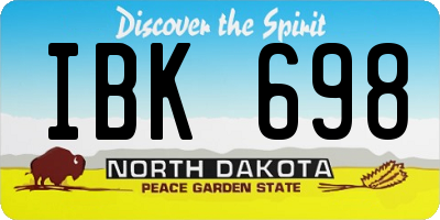 ND license plate IBK698