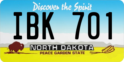 ND license plate IBK701