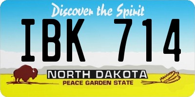 ND license plate IBK714