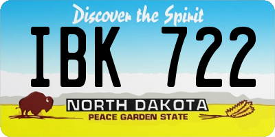 ND license plate IBK722