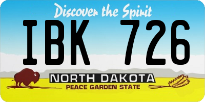 ND license plate IBK726