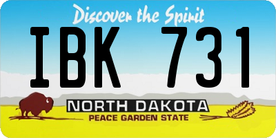 ND license plate IBK731