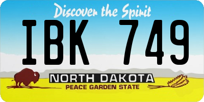 ND license plate IBK749
