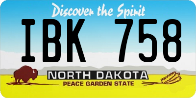 ND license plate IBK758