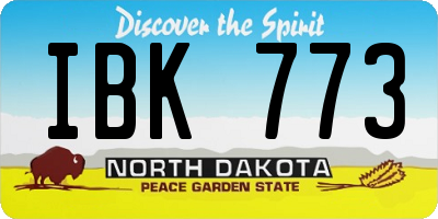 ND license plate IBK773