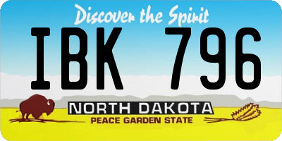 ND license plate IBK796