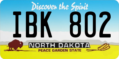 ND license plate IBK802