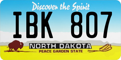 ND license plate IBK807