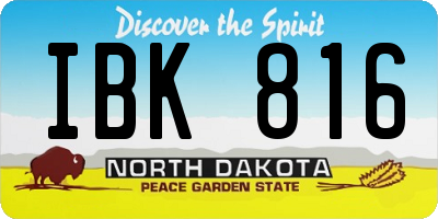 ND license plate IBK816