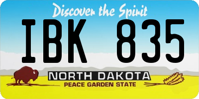 ND license plate IBK835