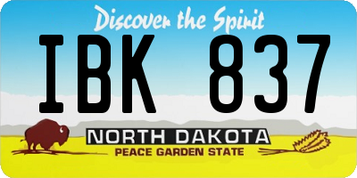 ND license plate IBK837