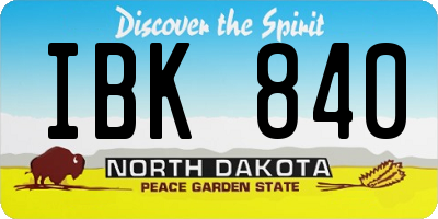 ND license plate IBK840