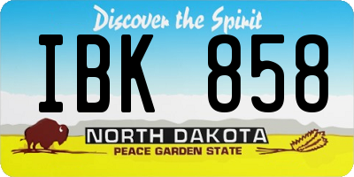 ND license plate IBK858