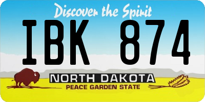 ND license plate IBK874