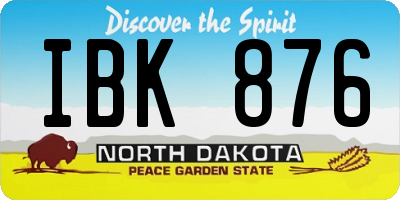 ND license plate IBK876
