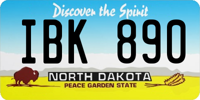 ND license plate IBK890