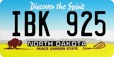 ND license plate IBK925