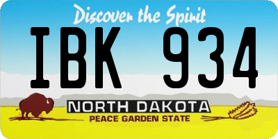 ND license plate IBK934