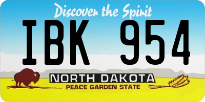 ND license plate IBK954