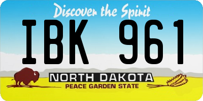 ND license plate IBK961