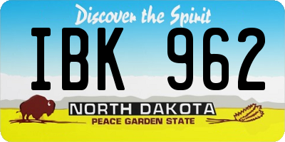 ND license plate IBK962