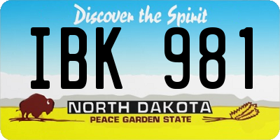 ND license plate IBK981