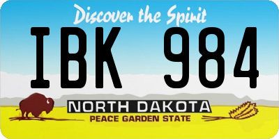 ND license plate IBK984