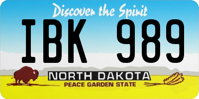 ND license plate IBK989