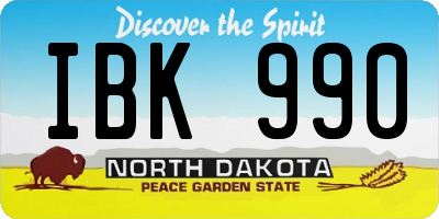 ND license plate IBK990