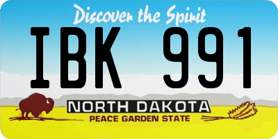 ND license plate IBK991