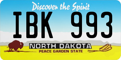 ND license plate IBK993