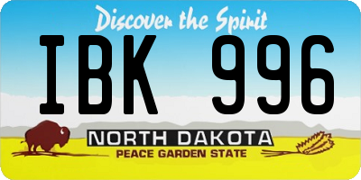 ND license plate IBK996