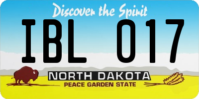 ND license plate IBL017