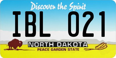 ND license plate IBL021