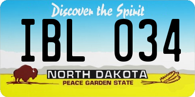 ND license plate IBL034