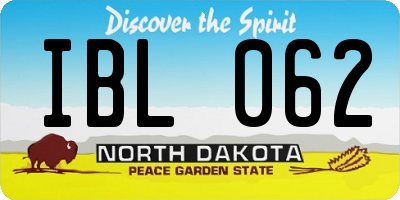 ND license plate IBL062