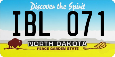 ND license plate IBL071