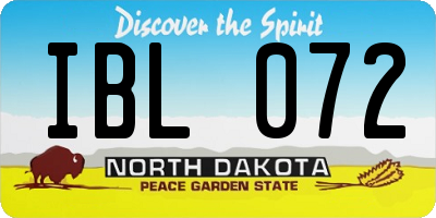 ND license plate IBL072