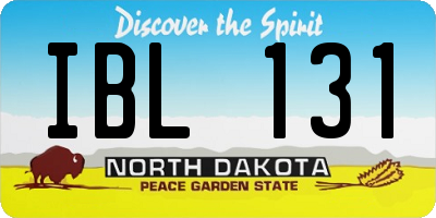 ND license plate IBL131