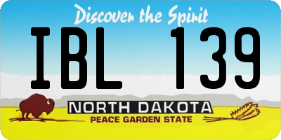 ND license plate IBL139