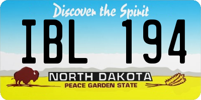 ND license plate IBL194