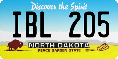ND license plate IBL205