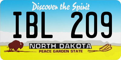 ND license plate IBL209