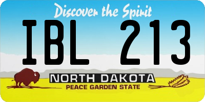 ND license plate IBL213