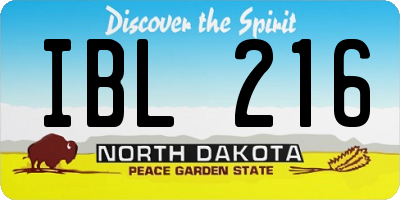 ND license plate IBL216